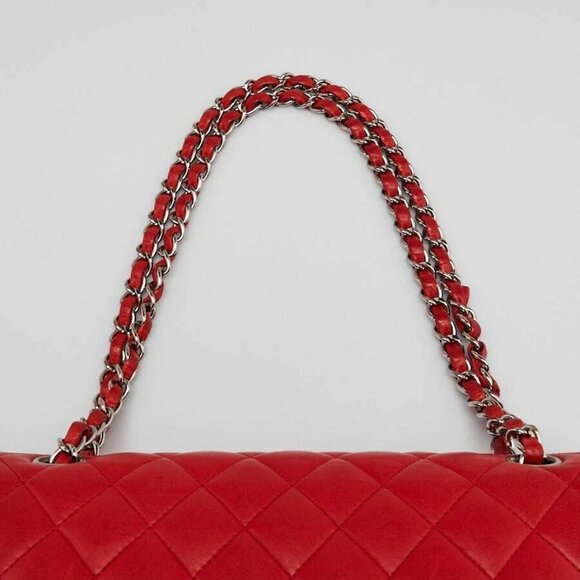 Chanel Red Quilted Lambskin Leather Classic Medium Double Flap Bag - Picture 5 of 12